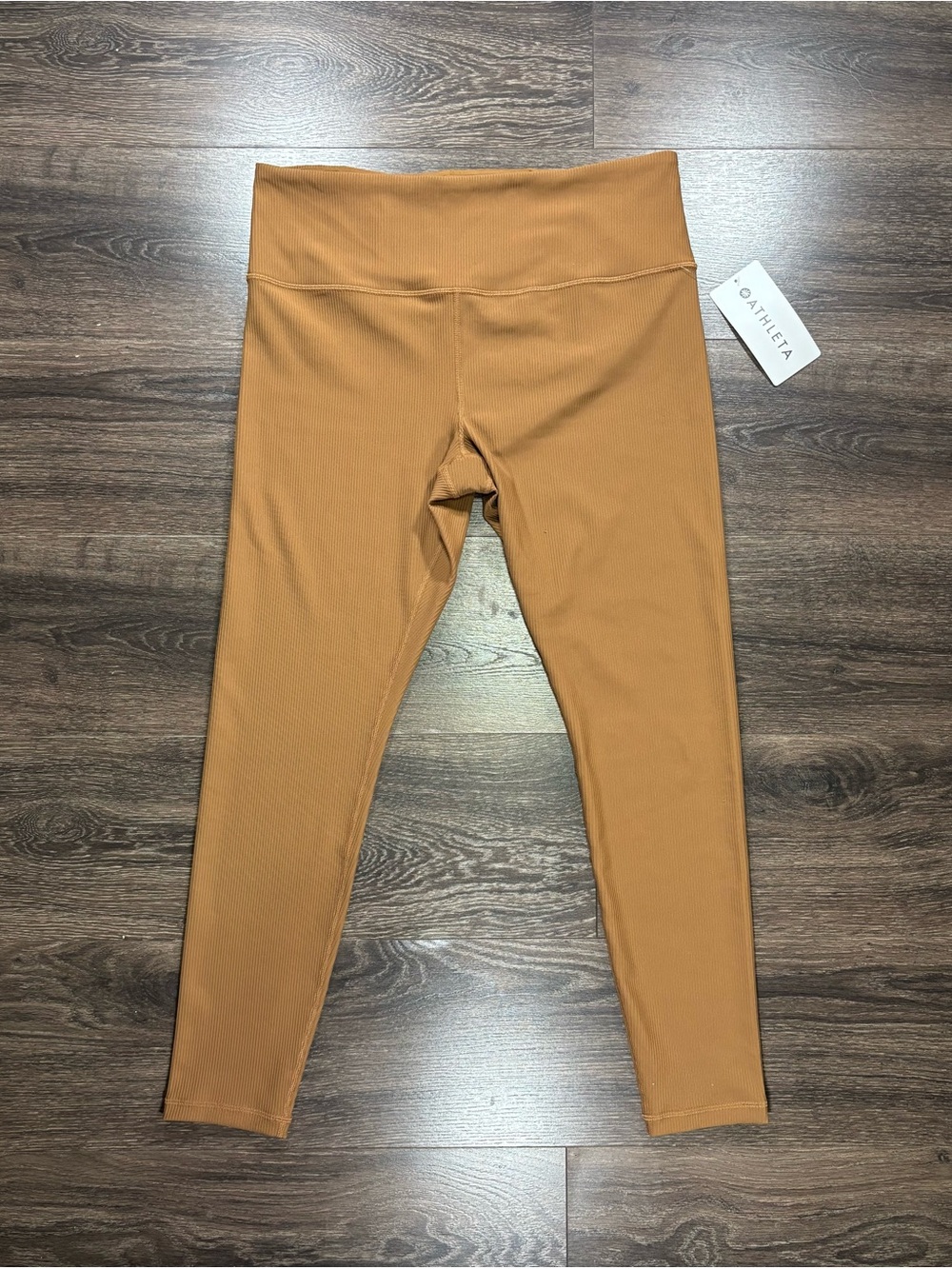 NWT Athleta Tan High-Waist Leggings Elation Rib Knit Size XL